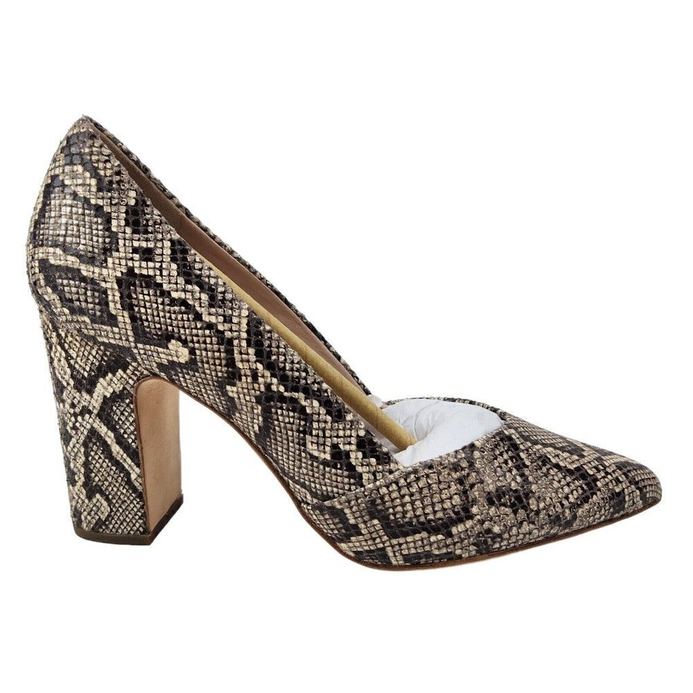 Loeffler Randall‎ NWOB Paulina Pump 9B Leather Snake Block Heel Pointed Toe
